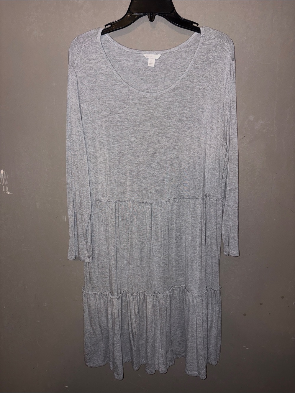 Casual Tiered Long-Sleeve Dress - Light Gray